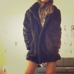 Faux fur brown coat